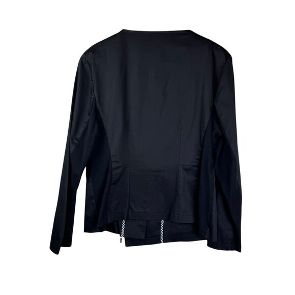 XD Xenia Design Black Poplin Cotton Asymmetrical Zip Moto Jacket - Picture 8 of 12
